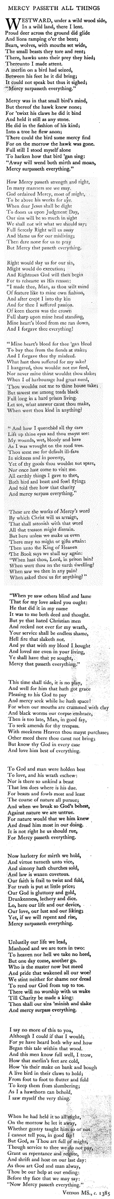 Mercy Passeth All Things (translated from anonymous Middle English) by Margot Robert Adamson